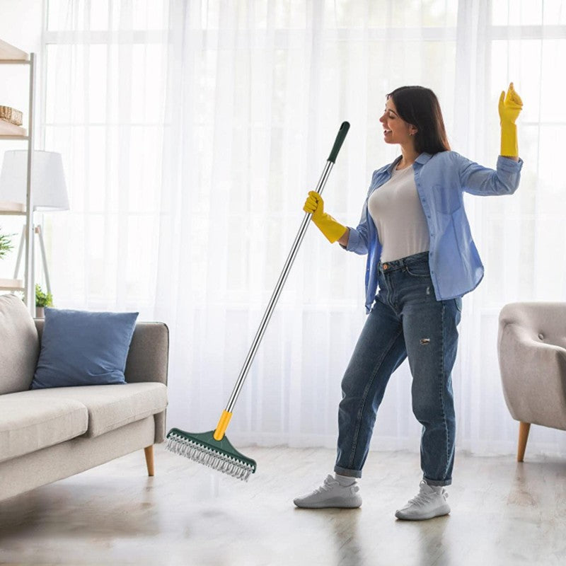 2-in-1 Floor Scrubber Brush with Wiper for Kitchen, Washroom, Bathroom