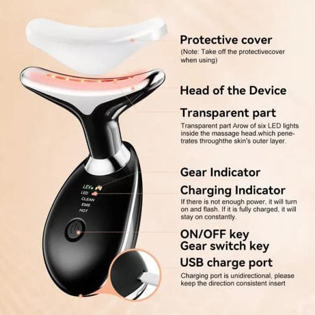 LED Face & Neck Lifting Massager/ Anti Aging Wrinkle Remover &Skin Tightening Device