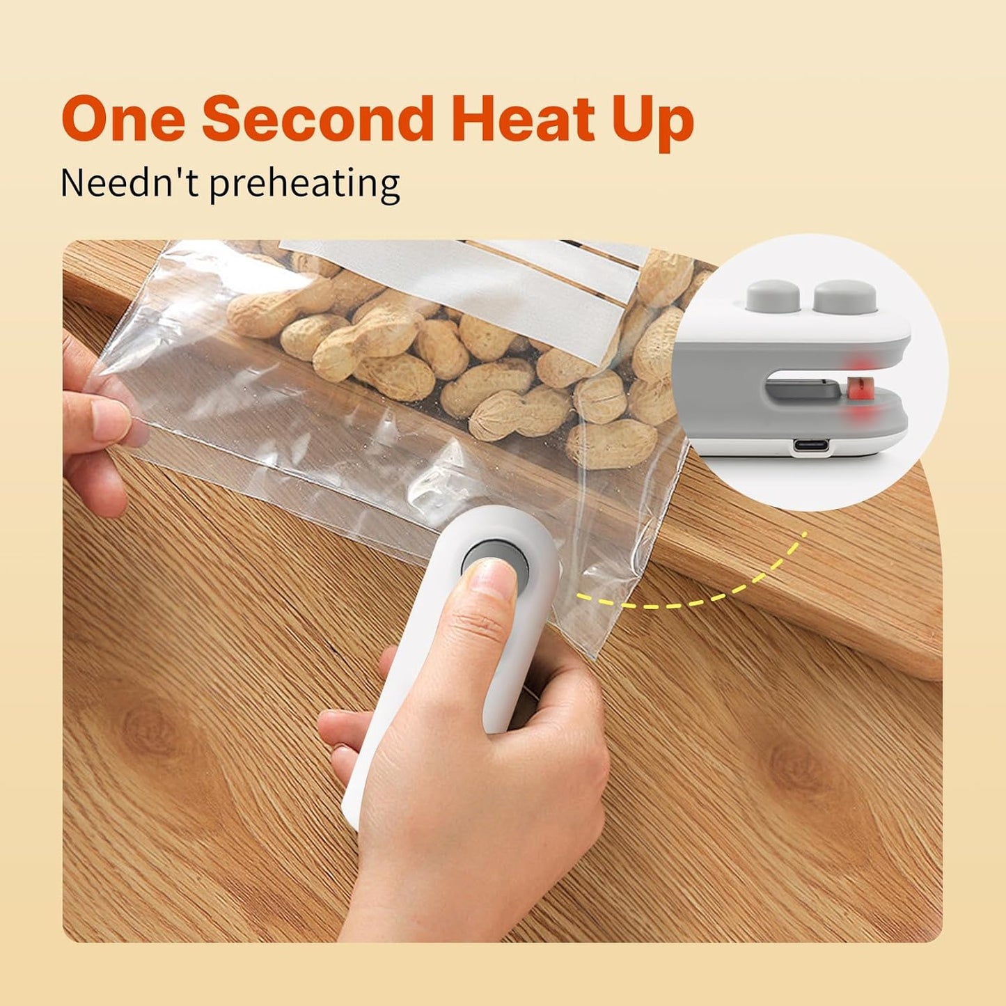 2 in 1 Mini Bag Sealer & Cutter Portable Thermal Heat Sealing Machine with cutter