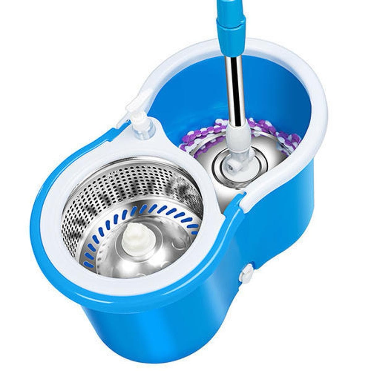 360 Rotating Spin Mop System with Stainless Steel Wringer Bucket