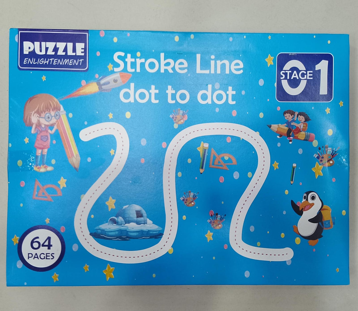 A4 kids learning and Tracing Activity,64 pages dot to dot work book activity