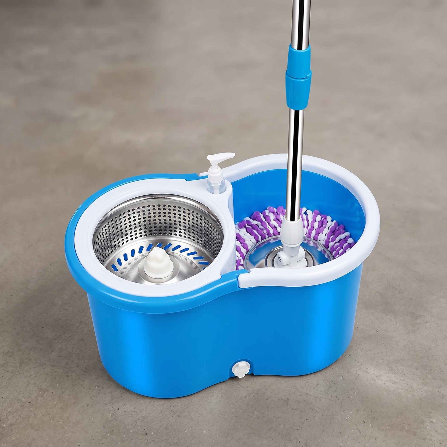 360 Rotating Spin Mop System with Stainless Steel Wringer Bucket