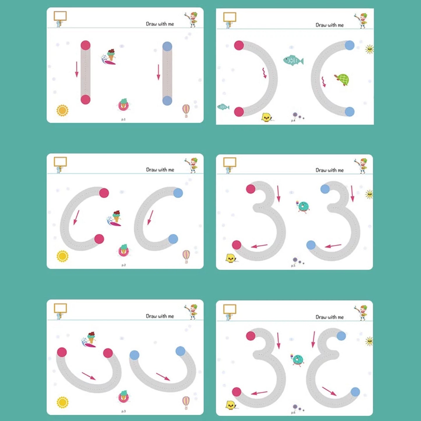 A4 kids learning and Tracing Activity,64 pages dot to dot work book activity